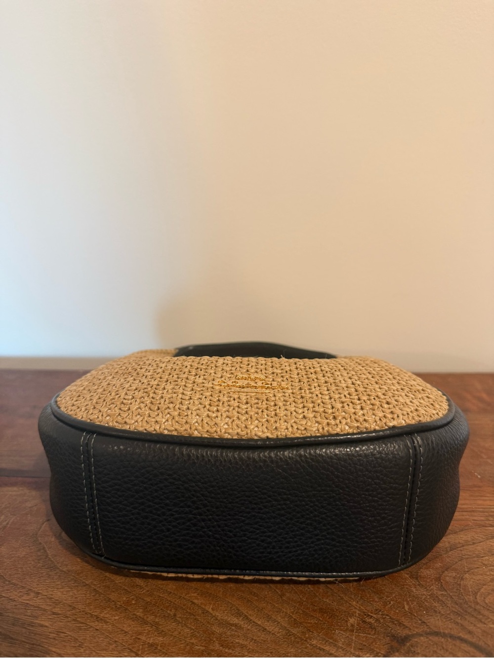 Coach Straw Crossbody Hobo with Black Trim - Picture 4 of 8